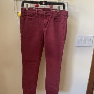 Madewell Maroon 9” High Rise Skinny Skinny Jeans